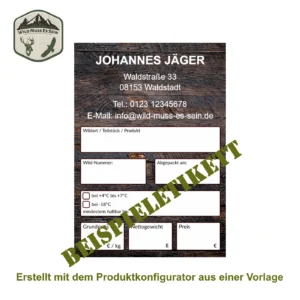 Etikett individuell personalisiert selbst gestalten Produktkonfigurator Beispiel Jäger WMES