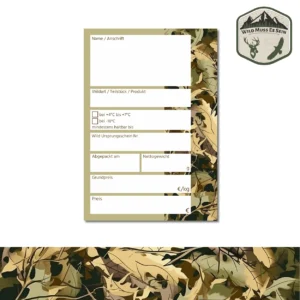 Etikett Wildbret Direktvermarktung Jagd Jäger Landwirt camo braun Wild universal beschreibbar